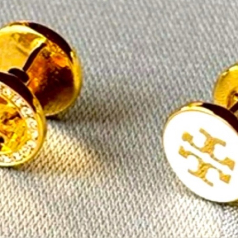 New! Tory Burch Double Sided White Kira Earrings with Dustbag